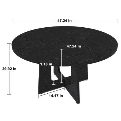 47 Inch Round Wood Grain Dining Table
