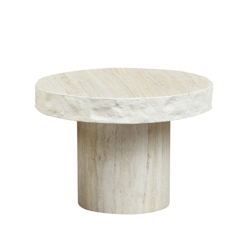 23.82inch  Beige Faux Mars Texture Fiberglass Coffee Table, No Assembly