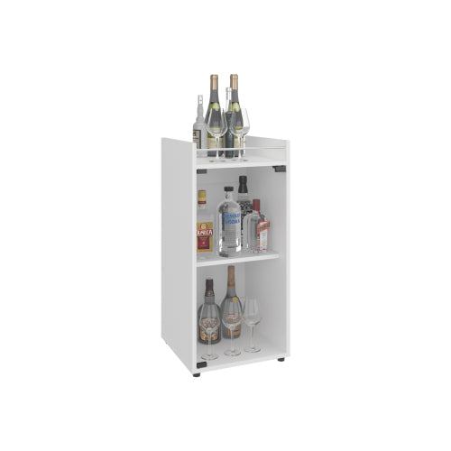 Bar Cabinet, 1 Glass Door, 3 Shelves, White