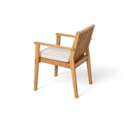 Patio Dining Chair Set of 2 - Sturdy Acacia Wood, Comfortable Waterproof Seating, 400 lbs Capacity, Natural Color Frame