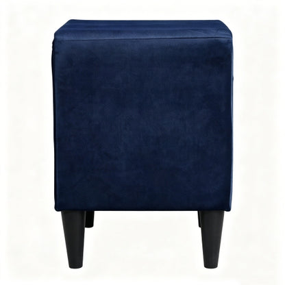 Navy Blue Velvet 2-Drawer Upholstered Nightstand