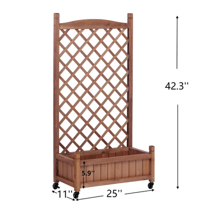 Raised Garden Bed with Trellis 2 Pack, Outdoor Wooden Planter Box Plant Stand with Climbing Racks
