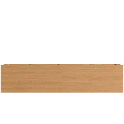 70.87 inch Natural Wood 4-Door PE Rattan TV Stand Media Console With Cable Holes For 80 inch TV