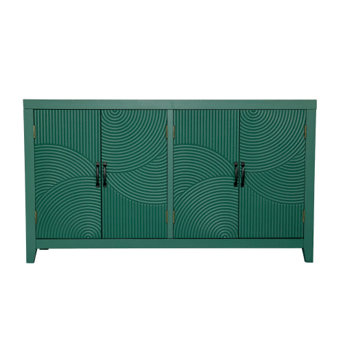 Green Mid Century Accent Cabinet with 4 Doors