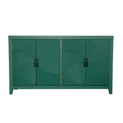 Green Mid Century Accent Cabinet with 4 Doors
