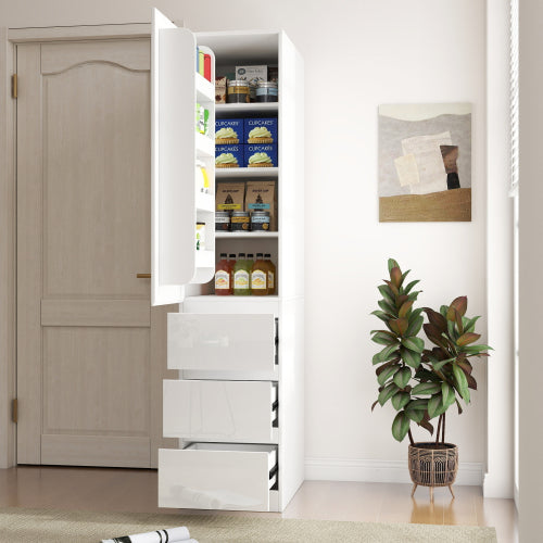 Kitchen Pantry Storage Cabinet with Doors, Shelves and Drawers