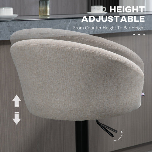 Adjustable Swivel Bar Stools Set of 2, Linen Touch Fabric, ?Beige