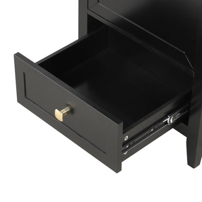 20" Bathroom Vanity with Sink, Bathroom Cabinet with Soft Closing Door, Storage Rack and A Drawer, Black