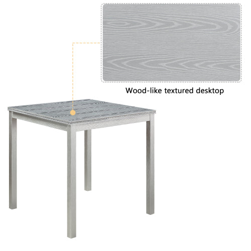 Square Counter Height Table with Crystal Inlay, Silver Grey