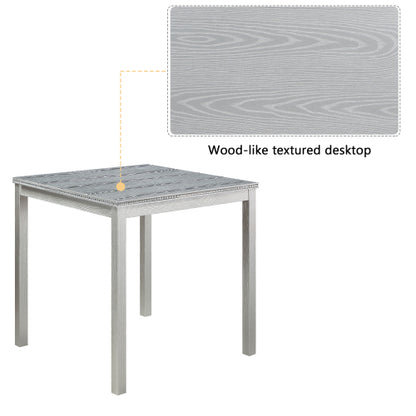 Square Counter Height Table with Crystal Inlay, Silver Grey
