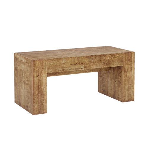 48 Inch Farmhouse Wooden Coffee Table with Hidden Drawer, Natural Wood