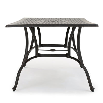 Outdoor Cast Aluminum Rectangular Dining Table, Bronze