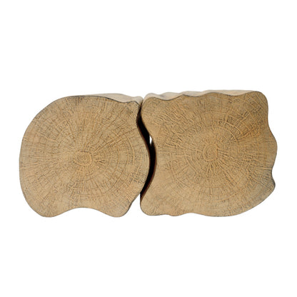 2-in-1 Irregular MGO End Table, Split Design, Small Space Friendly,Indoor Outdoor Use,Natural Color