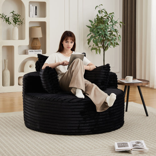 50"L Corduroy Sponge single sofa,No Assembly Required,Fluffy Modern Sleeper Chair for Living room, Bedroom, Lounge and Projection Room(Not a swivel chair.)
