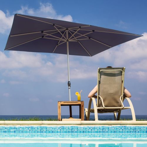 Rectangle Patio Umbrella with Crank Lift , Navy Blue (Base not included)