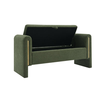 Modern Teddy Bed End Bench with Arms and Storage,Upholstered Large Foot Rest Stool, Comfy Window Vanity Bench for Living Room,Bedroom,Dorm,Coffee Table,Teddy Olive Green