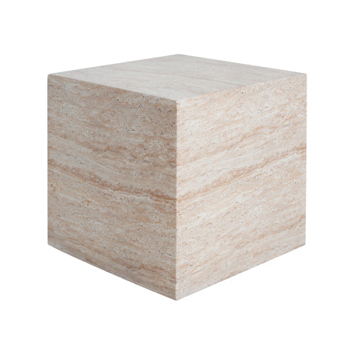 Outdoor/Indoor Square Travertine Lightweight Concrete Side Table