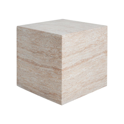 Outdoor/Indoor Square Travertine Lightweight Concrete Side Table