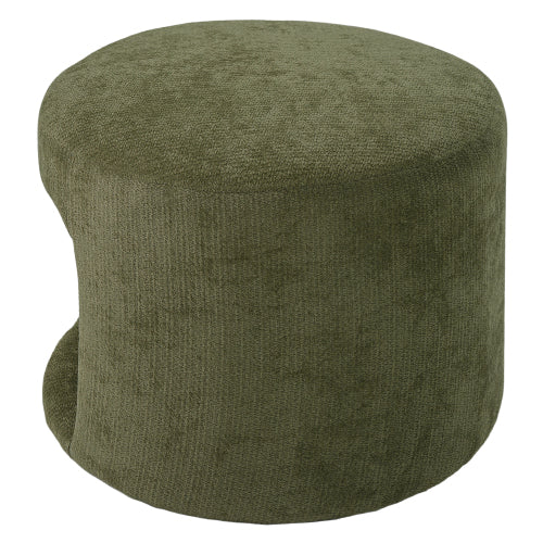 23.6 inch Round Green Pet Friendly Ottoman with Hidden Pet Nook, Acacia Wood Legs, 220 LBS Loading Capacity