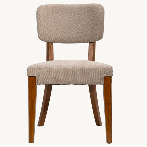 Armless Wood Dining Chairs with Upholstered Seats, Set of 2, Brown