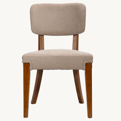 Armless Wood Dining Chairs with Upholstered Seats, Set of 2, Brown
