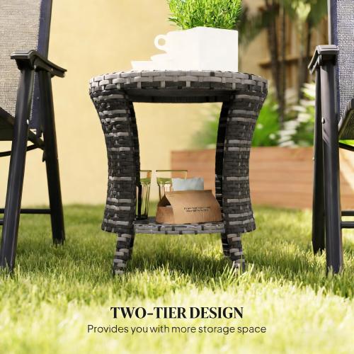 Outdoor Side Table,Wicker Outdoor Coffee Table