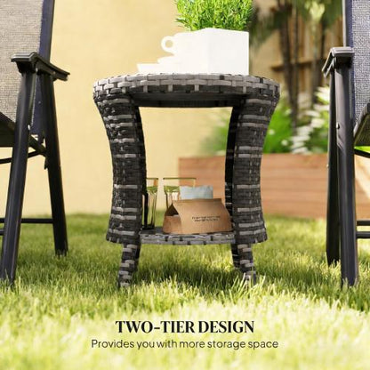 Outdoor Side Table,Wicker Outdoor Coffee Table