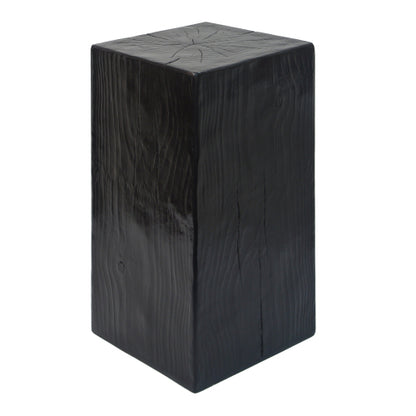 Wood-Look Square-Column MGO End Table, H27.75",Wood-Like Distressed Finish, Mix with Different Heights, Indoor Outdoor Use,Black Color