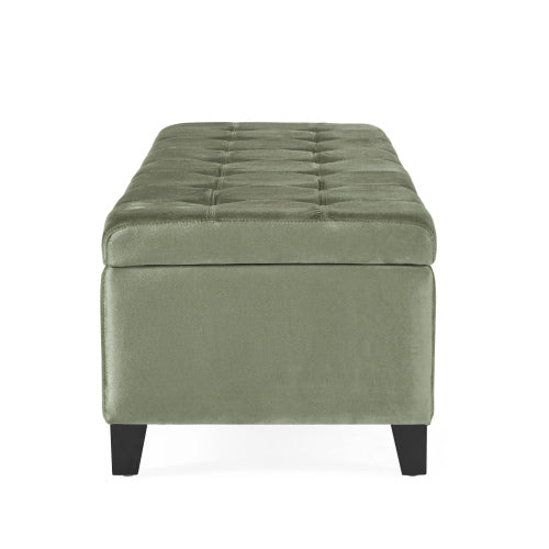 50.5 Inch Fabric Rectangular Storage Ottoman Bench, Upholstered Footrest with Birch Wood Legs, 250 LBS Load Capacity
