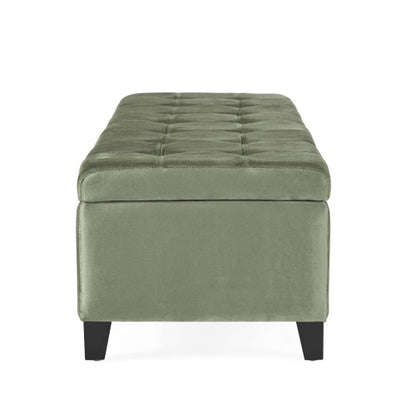 50.5 Inch Fabric Rectangular Storage Ottoman Bench, Upholstered Footrest with Birch Wood Legs, 250 LBS Load Capacity