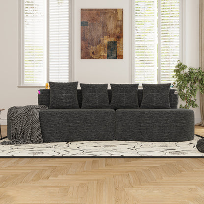 Modern Curved Sectional 3 Seat Minimalist Elegant Half Moon Sofa Compressed Modular Sectional Sofa for Living Room, Office, Apartment