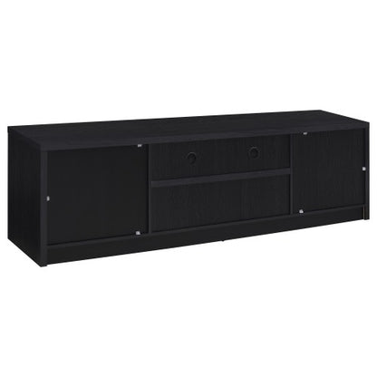 Black 78 Inch Modern 2-Door TV Media Console with Central Drawer & Open Shelf