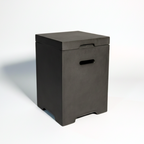 Propane Tank Cover Table, Outdoor Cylinder Hideaway Table for Gas Fire Pit and Gas Griddle, Outdoor Side Table for Fire Pit, Light Concrete, Dark Grey