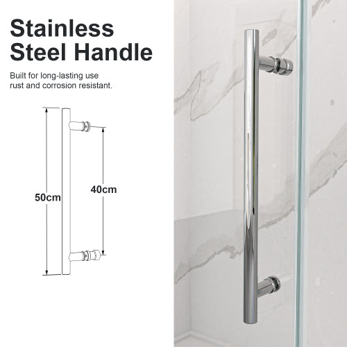 44"-48"W*76" H Frameless Single Sliding Shower Door – 5/16" (8mm) Clear Tempered Glass, Bypass Design with Chrome Finish