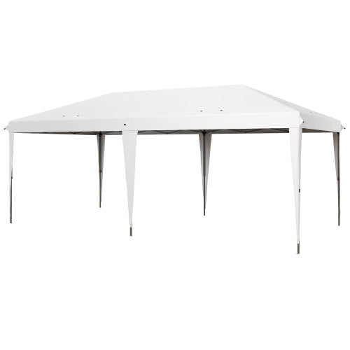 Outsunny 10' x 19.2' Pop Up Canopy Tent, Heavy Duty Tent for Parties, Outdoor Instant Gazebo Sun Shade Shelter with Carry Bag for Catering, Events, Wedding, Backyard BBQ, White