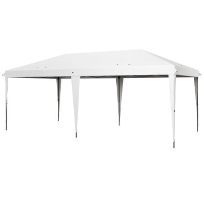 Outsunny 10' x 19.2' Pop Up Canopy Tent, Heavy Duty Tent for Parties, Outdoor Instant Gazebo Sun Shade Shelter with Carry Bag for Catering, Events, Wedding, Backyard BBQ, White