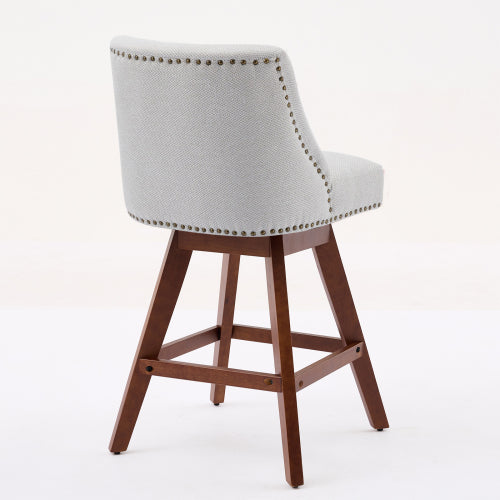 Counter Height Swivel Barstools, 26inch  H Seat Height Upholstered Bar Stools Set of 2, Fabric in Ivory