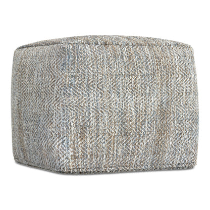 Nate 18 Inch Square Pouf Ottoman Handwoven Cotton Footrest Accent Seat