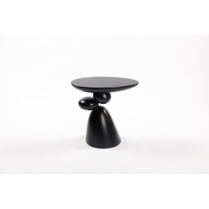 Lucky Stone Fiberglass End Table, Wabi-Sabi Style Minimalist Accent Table
