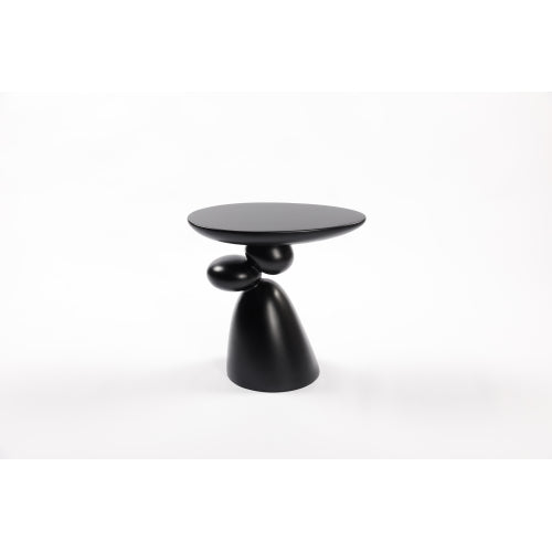 Lucky Stone Fiberglass End Table, Wabi-Sabi Style Minimalist Accent Table