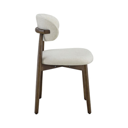 Farmhouse Chenille Dining Chairs with Solid Wood Legs, Set of 2, Beige
