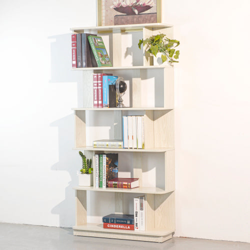 64.56 Inch 5-Tier Open MDF Bookshelf Free Combination Anti-Tip Design Multi-Color Household Display Shelf