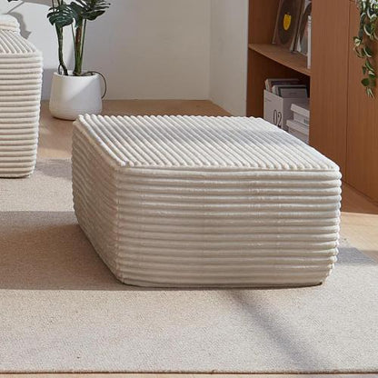 Beige Plush Casual Modern Ottoman, Stylish Practical Soft Padded Multifunctional Home Footrest Stool