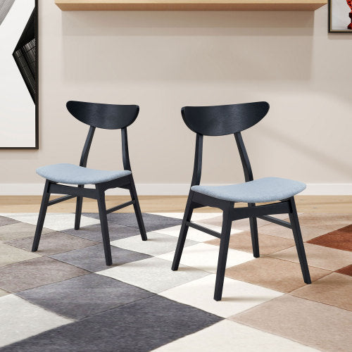 Set of 2 Baby Upholstered Wooden Dining Side Chairs, Solid Rubber Wood Frame for Dining Room & Restaurant