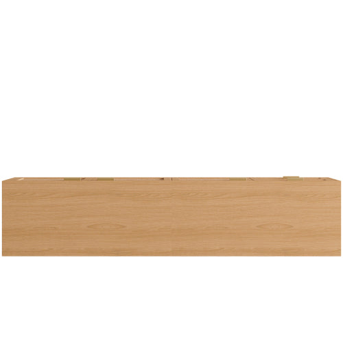70.87 inch Natural Wood PE Rattan TV Stand 2 Drawer Media Console Fits Up To 80 Inch TV