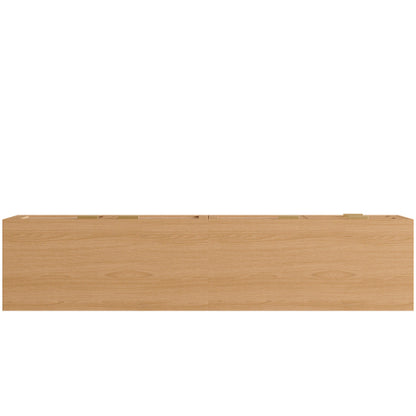70.87 inch Natural Wood PE Rattan TV Stand 2 Drawer Media Console Fits Up To 80 Inch TV