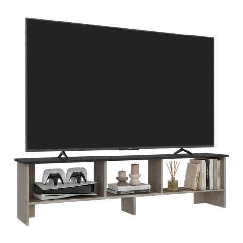 White Natural Wood Modern TV Stand with Multi Open Shelves for 60 Inch TV Media Console