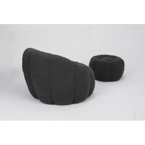 Faux Fur Memory Foam Ergonomic Bean Bag Lounge Chair with Armrests for Dorm Apartment Living Room