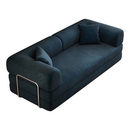 78.8 inch  Blue Boneless Corduroy Convertible Compressed Floor Sofa Bed, No Assembly