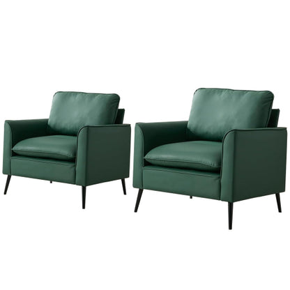 2-PCS Green Cat-Paw Faux-Leather Nordic Retro Light-Luxury Single Sofa Chair